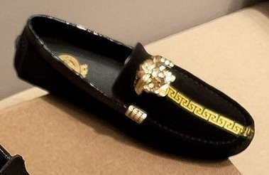 Versace Black Gold-Tone Hardware Loafers — front