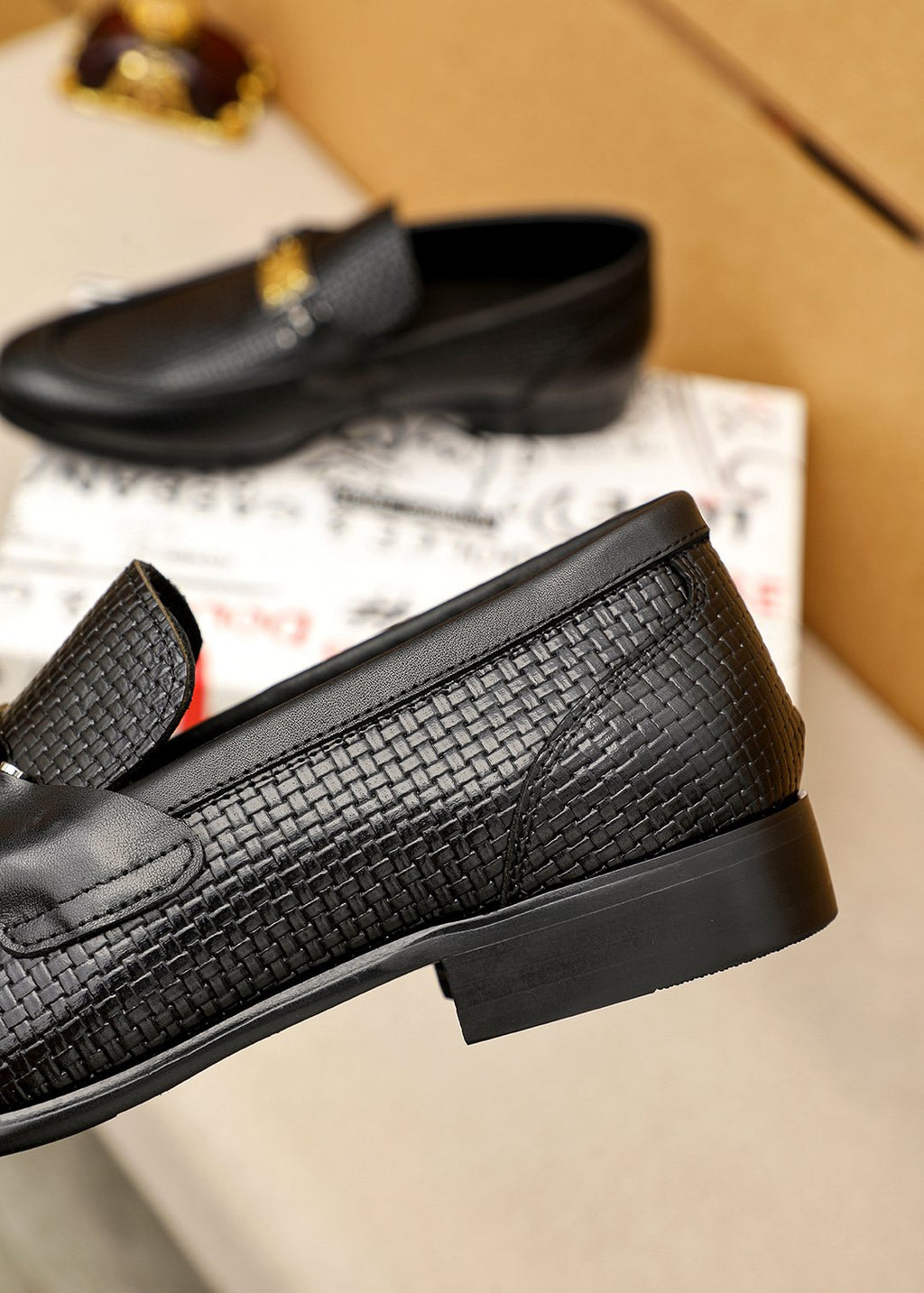 Dolce & Gabbana Black Embossed Buckle Loafers — back