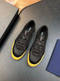 Prada Black Sneakers with Yellow Sole — hero