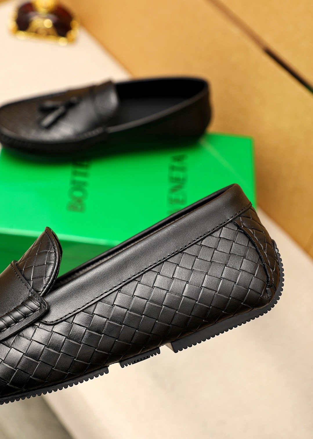 Bottega Veneta Black Tassel Loafers — detail