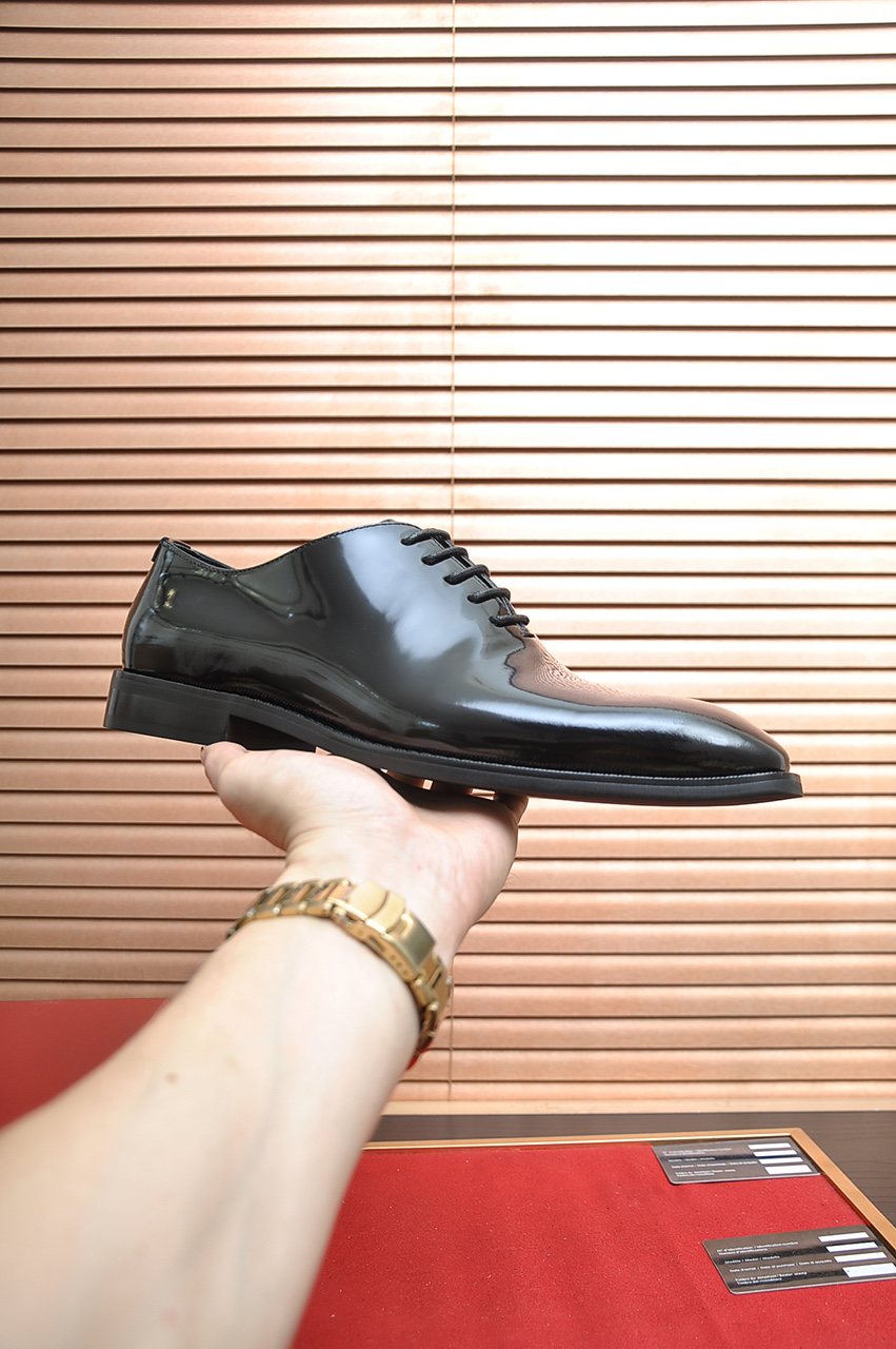 Ferragamo Black Lace-Up Dress Shoes — model