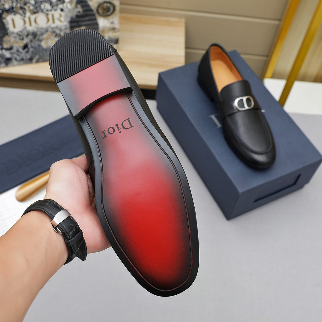Dior Black Metal-Buckle Loafers — back