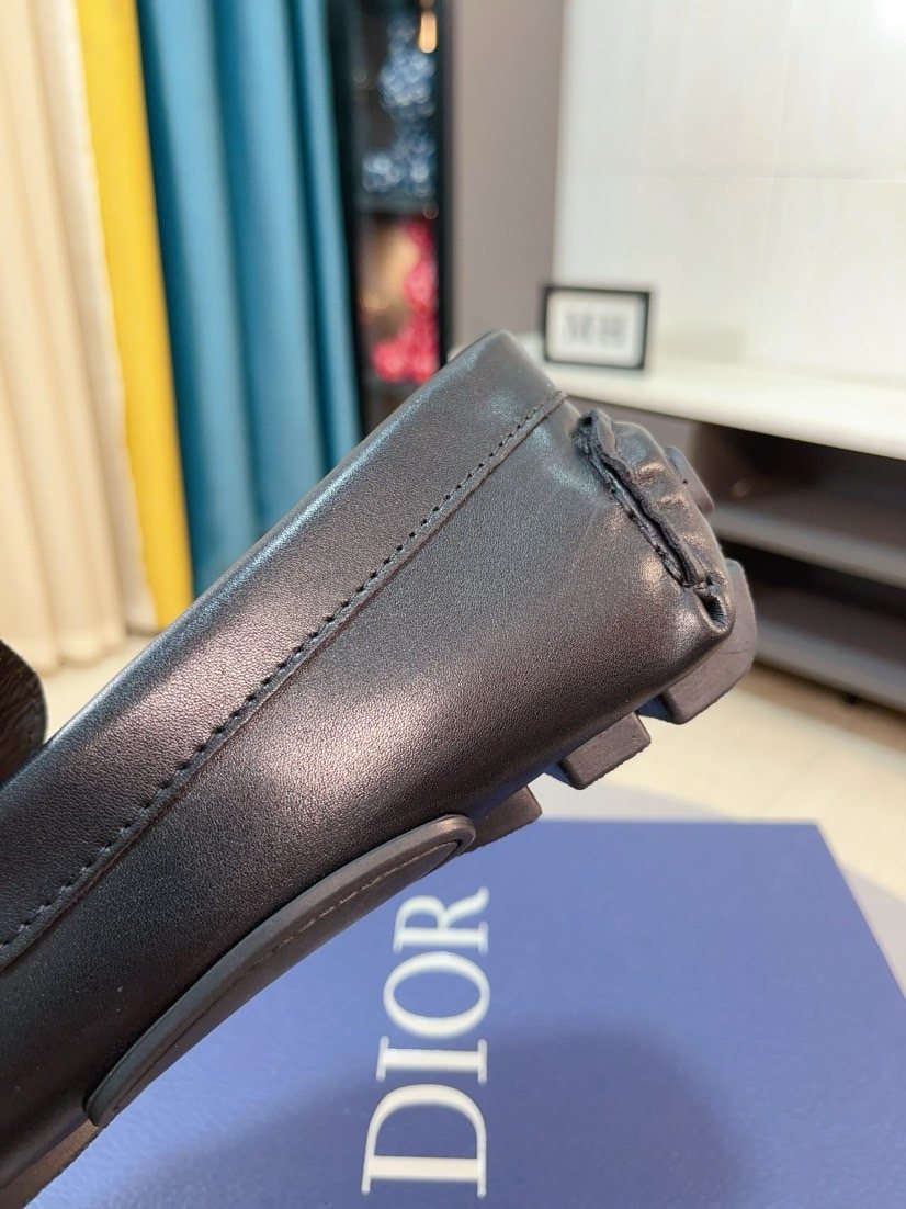 Dior Black Silver-Accent Loafers — detail