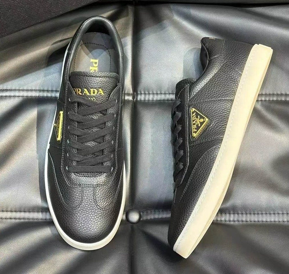 Prada Black Leather Low-Top Sneakers — hero