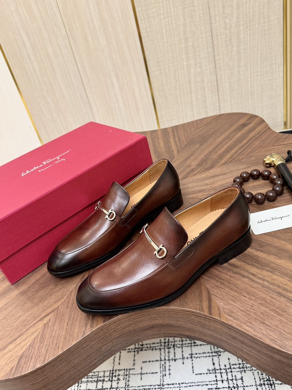 Salvatore Ferragamo Men's Brown Bit Loafers — front