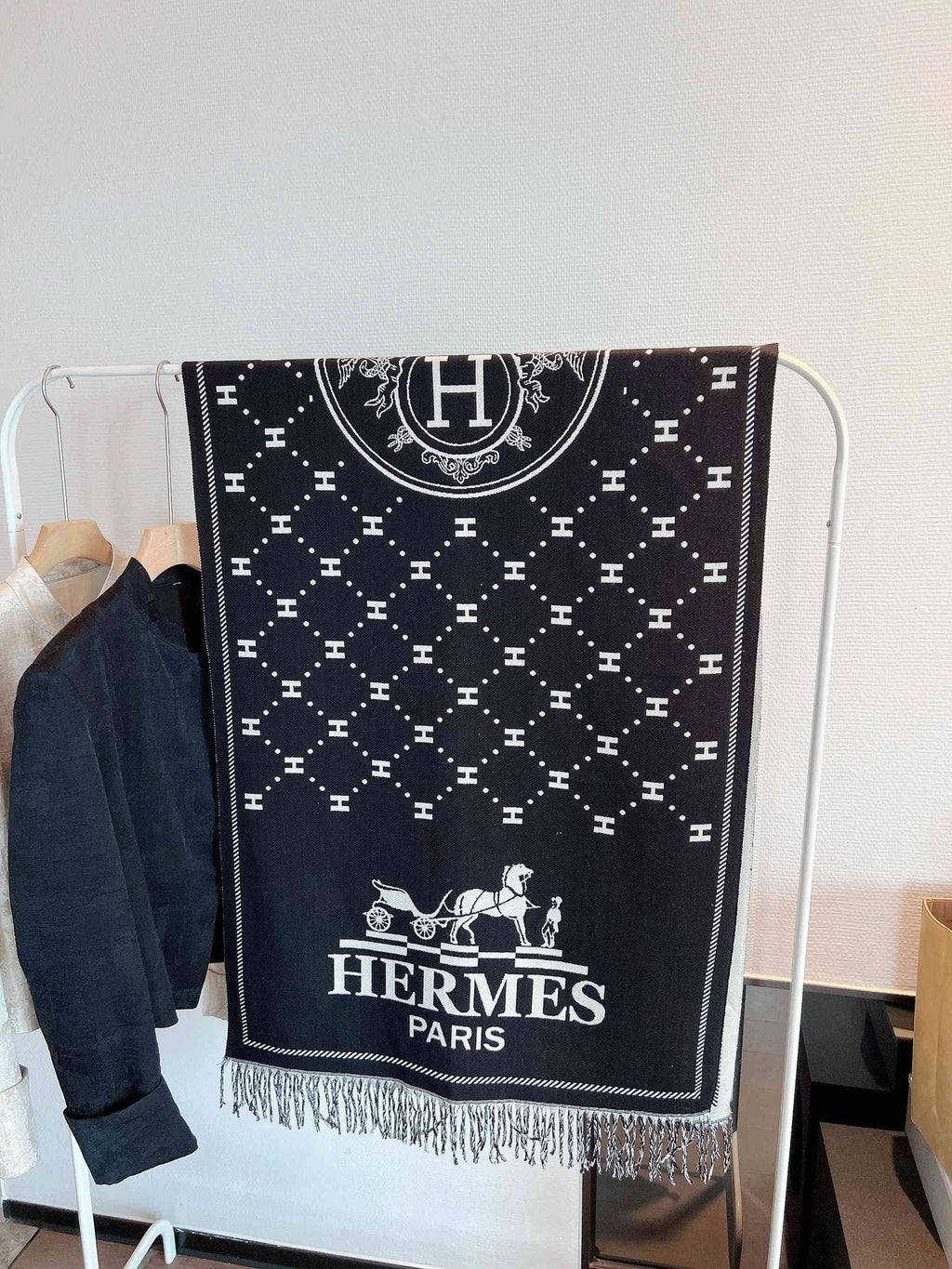 Hermès Fringed Logo-Motif Scarf — hero