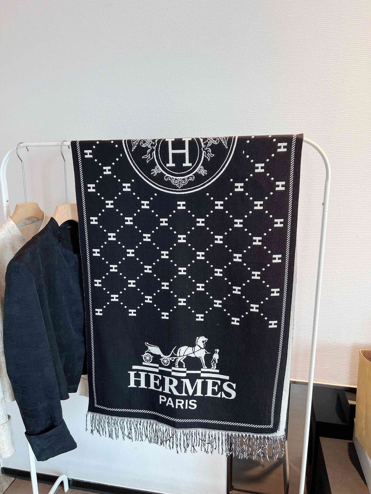 Hermès Fringed Logo-Motif Scarf — hero
