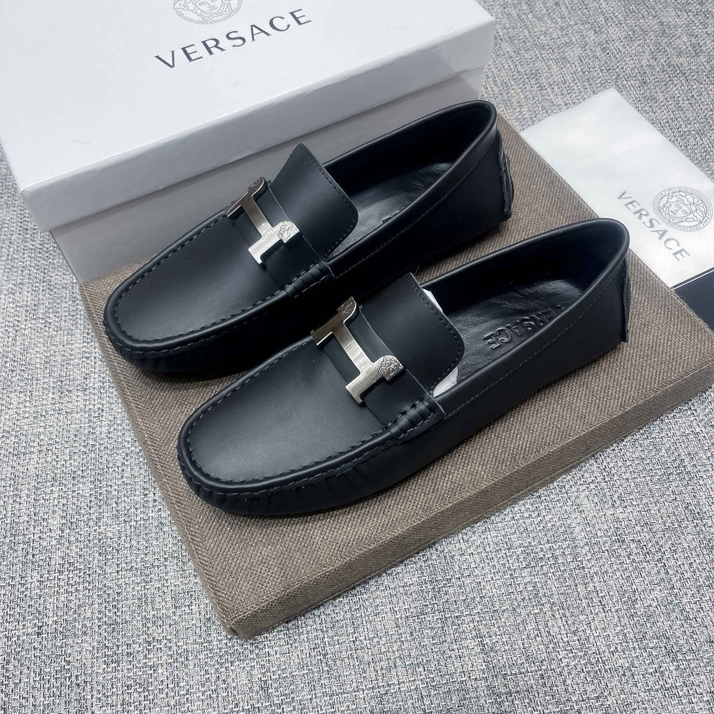 Versace Black Bar Loafers — front