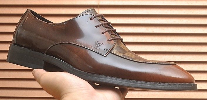 Louis Vuitton Brown Checkered Lace-Up Dress Shoes — front