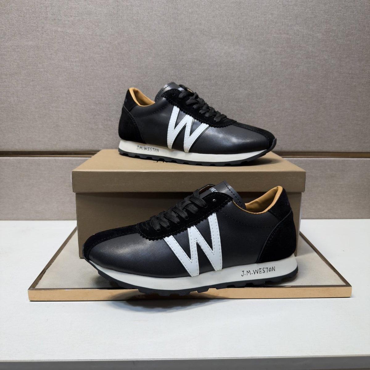 J.M. Weston Black W-Detail Sneakers — front