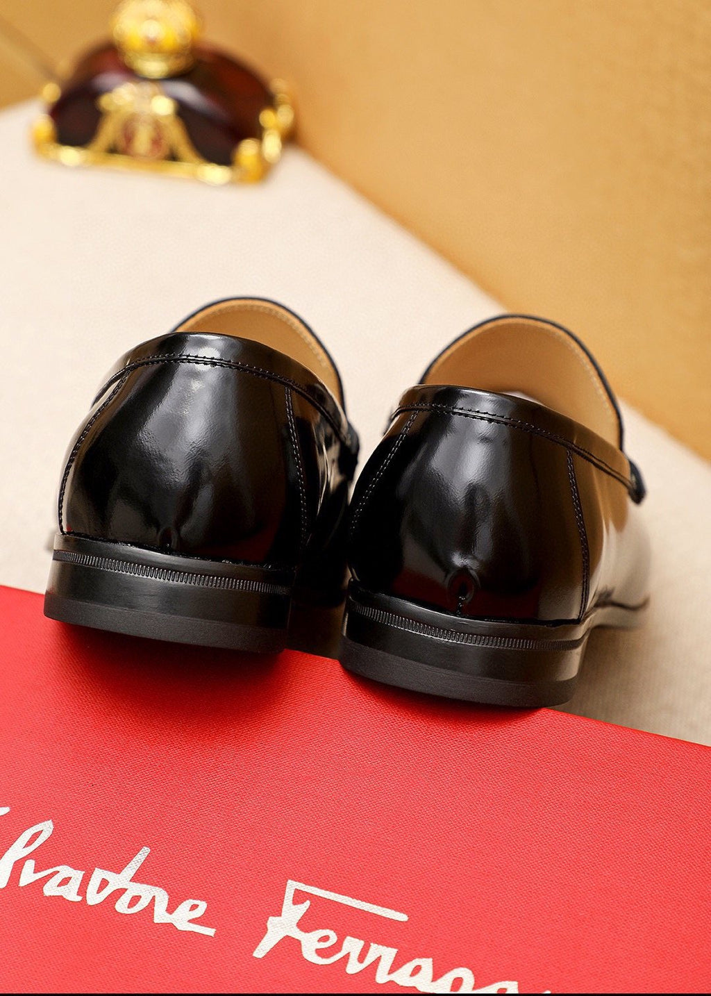 Ferragamo Black Buckle Loafers — back
