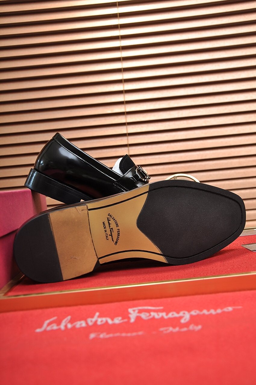 Salvatore Ferragamo Black Bit Loafers — back