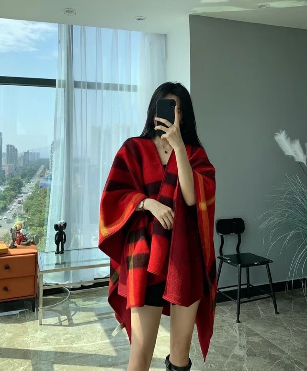 Red and Black Plaid Wrap Outerwear — hero