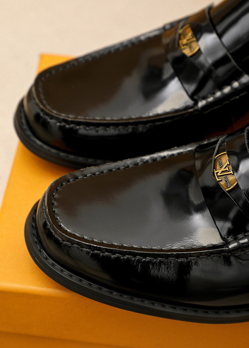 Louis Vuitton Black Leather Buckle Loafers — detail