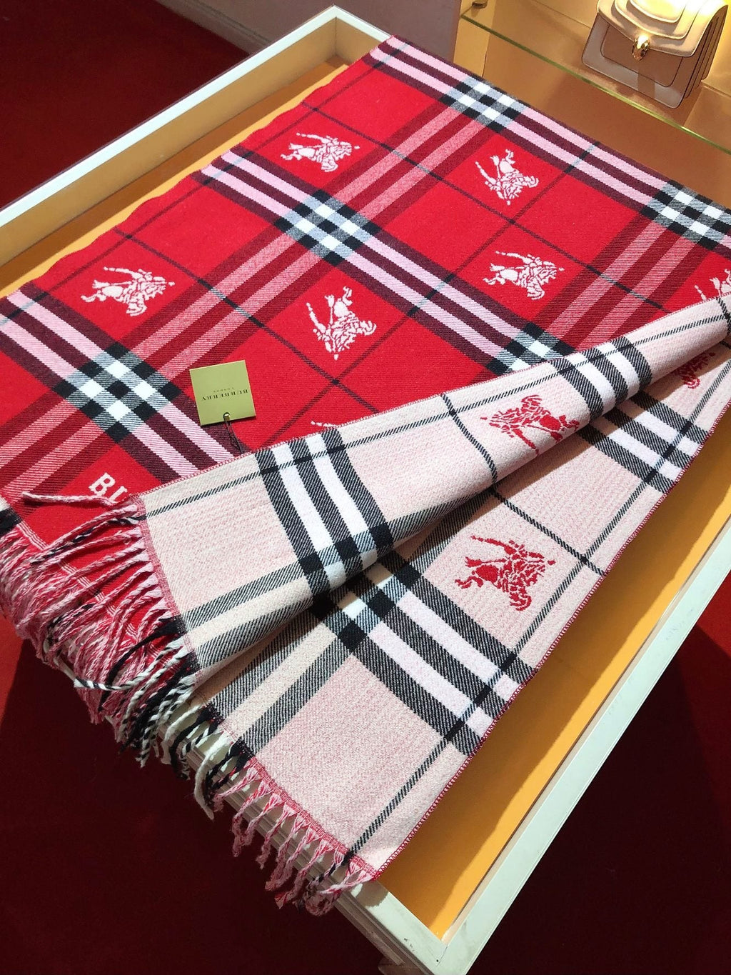 Burberry Plaid Fringed Scarf — detail