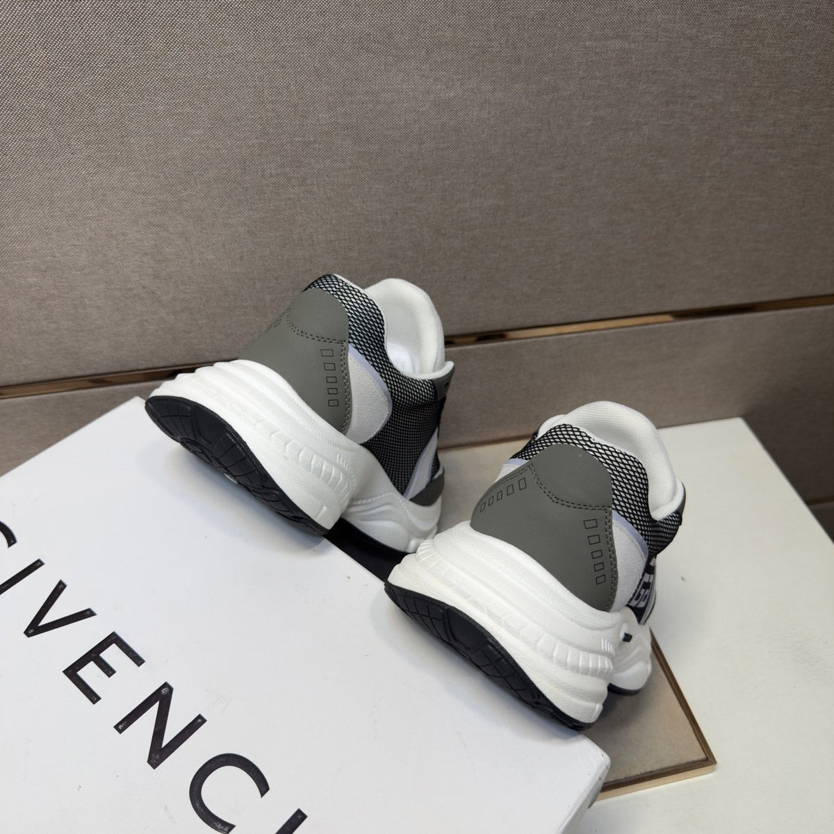 Givenchy Gray Mesh Panel Low-Top Sneakers — back
