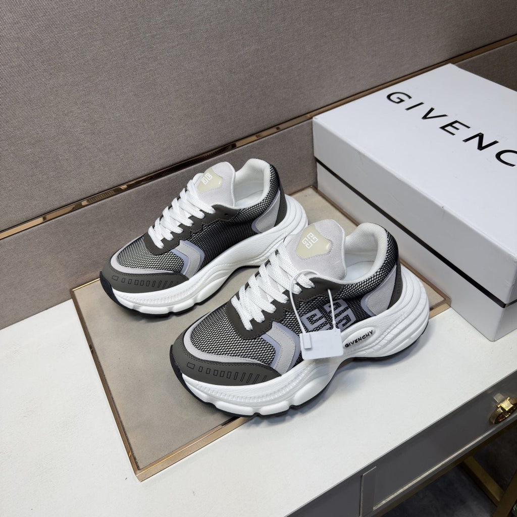 Givenchy Gray Mesh Panel Low-Top Sneakers — front