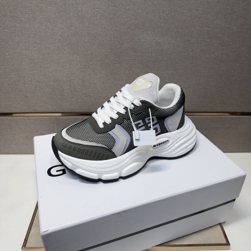 Givenchy Gray Mesh Panel Low-Top Sneakers — front