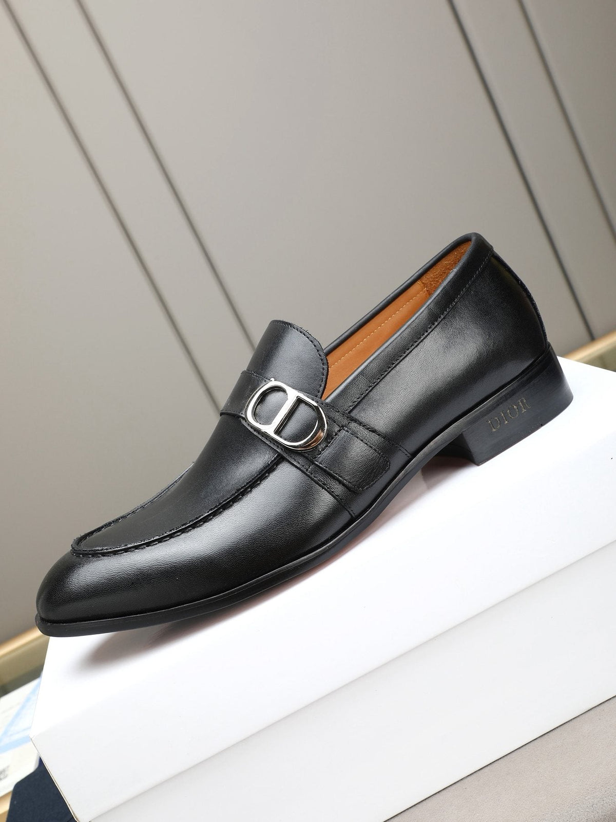 Dior Black Buckle Loafers — side