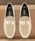 Dior Men's Ivory and Beige Patterned Loafers — hero