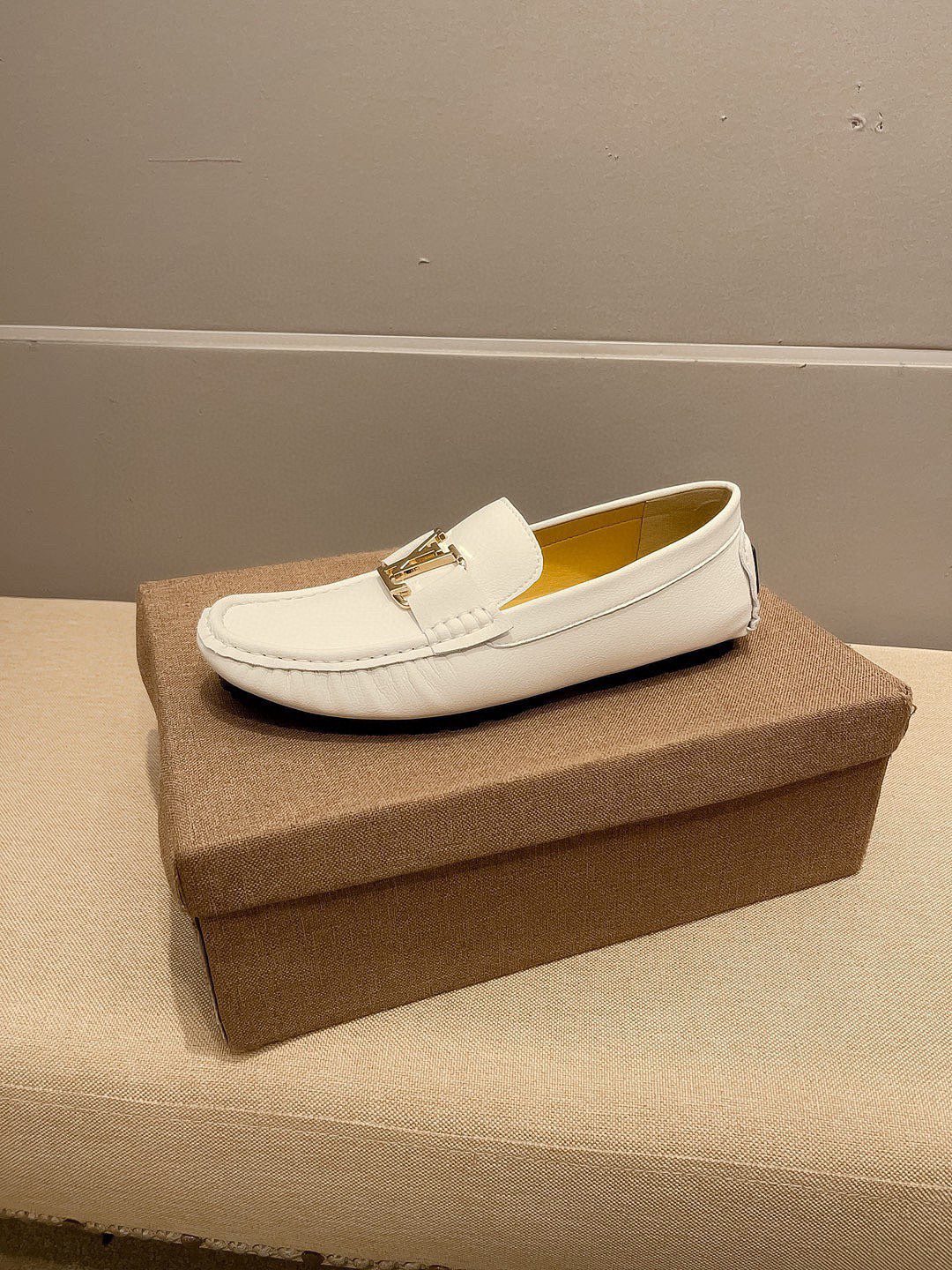 Louis Vuitton Cream White Logo Loafers — front
