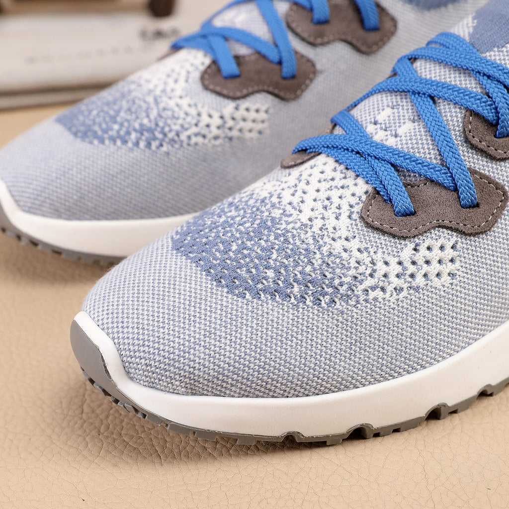 Brunello Cucinelli Light Blue-Gray Knit Sneakers — detail