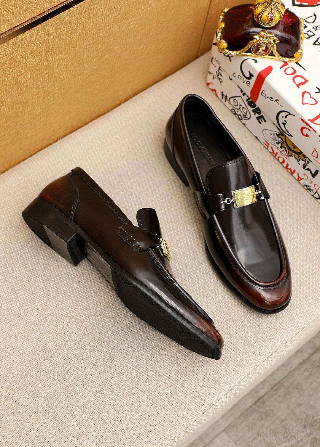 Dolce & Gabbana Dark Brown Buckle Loafers — side