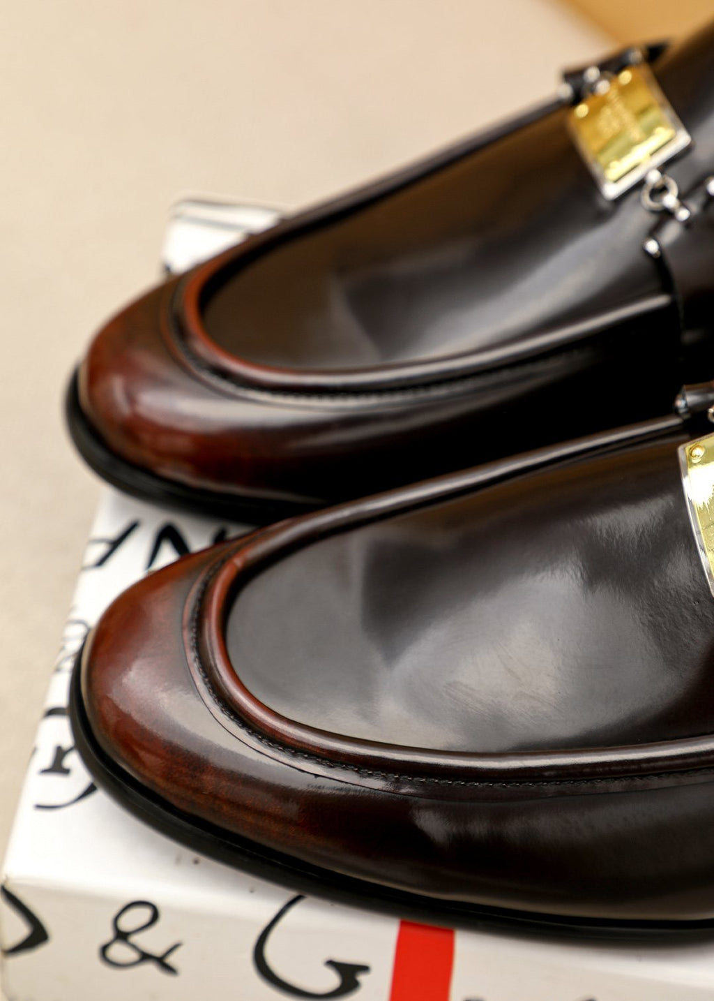 Dolce & Gabbana Dark Brown Buckle Loafers — detail