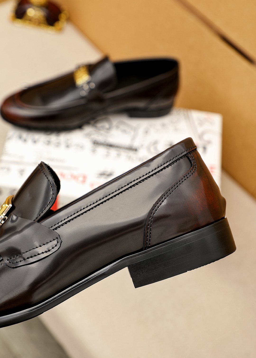 Dolce & Gabbana Dark Brown Buckle Loafers — side