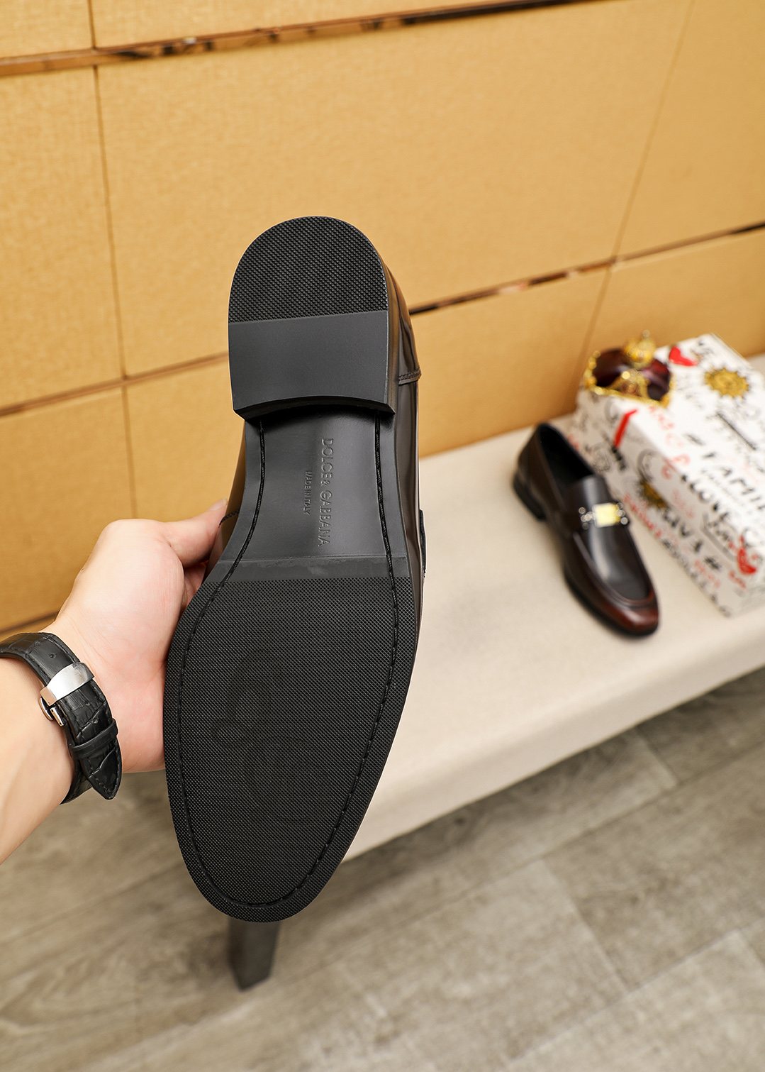 Dolce & Gabbana Dark Brown Buckle Loafers — back