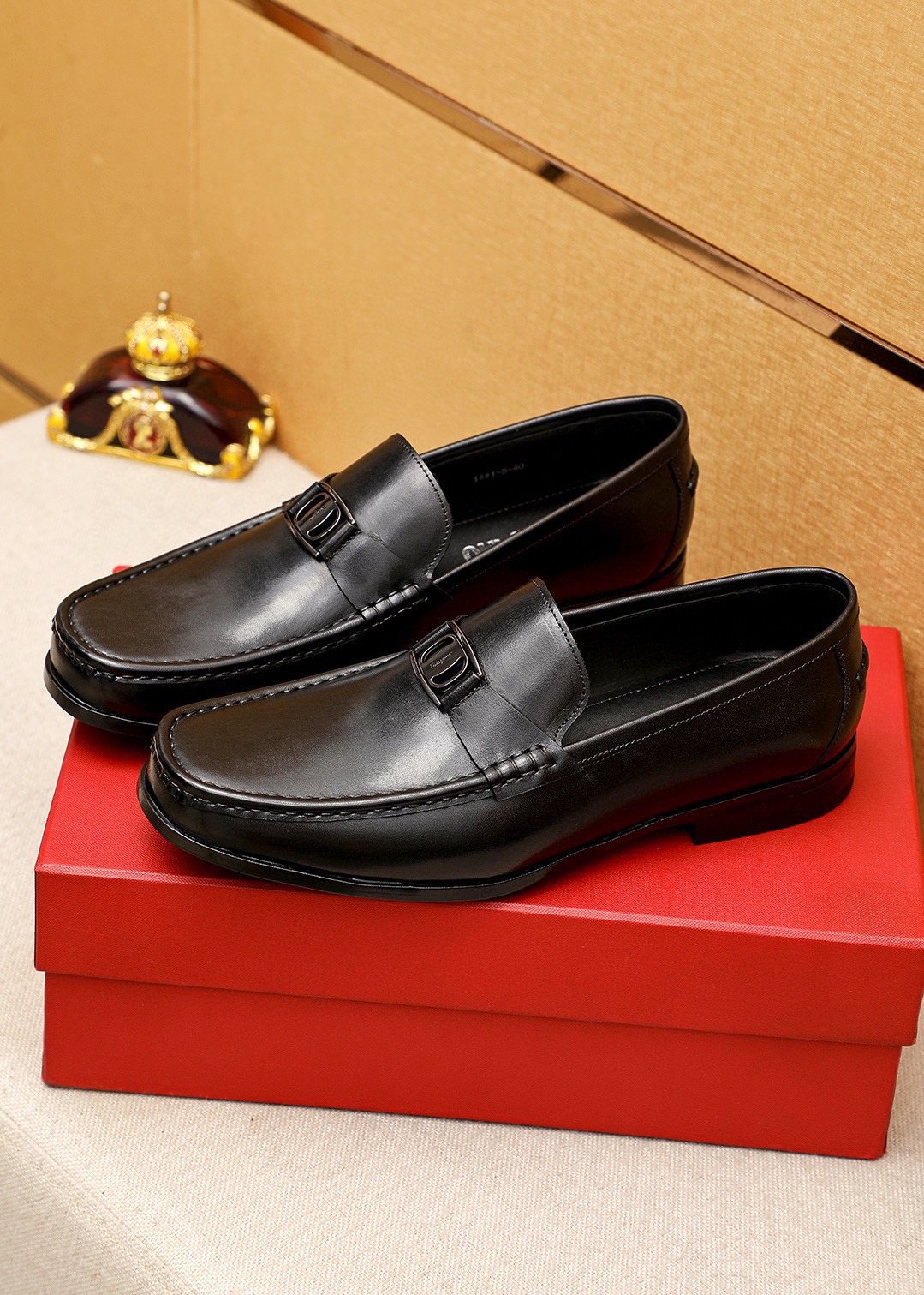 Ferragamo Black Buckle Loafers — front