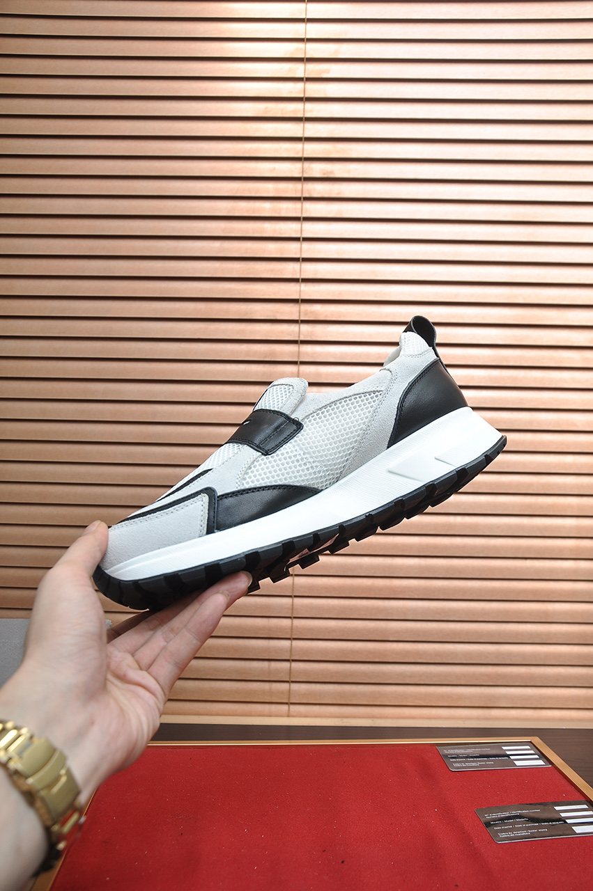 Prada Black Strap Low-Top Sneakers — side