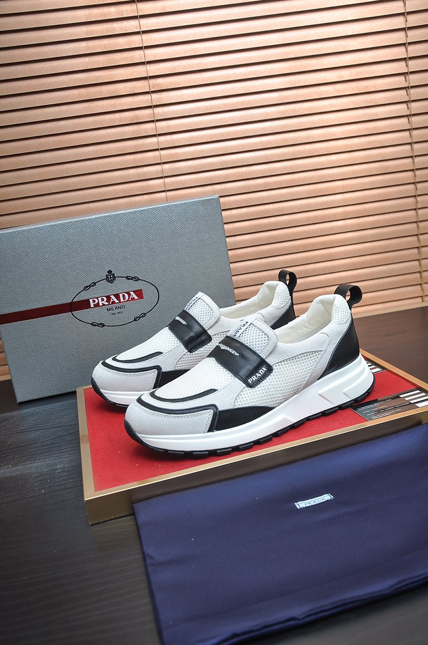 Prada Black Strap Low-Top Sneakers — side