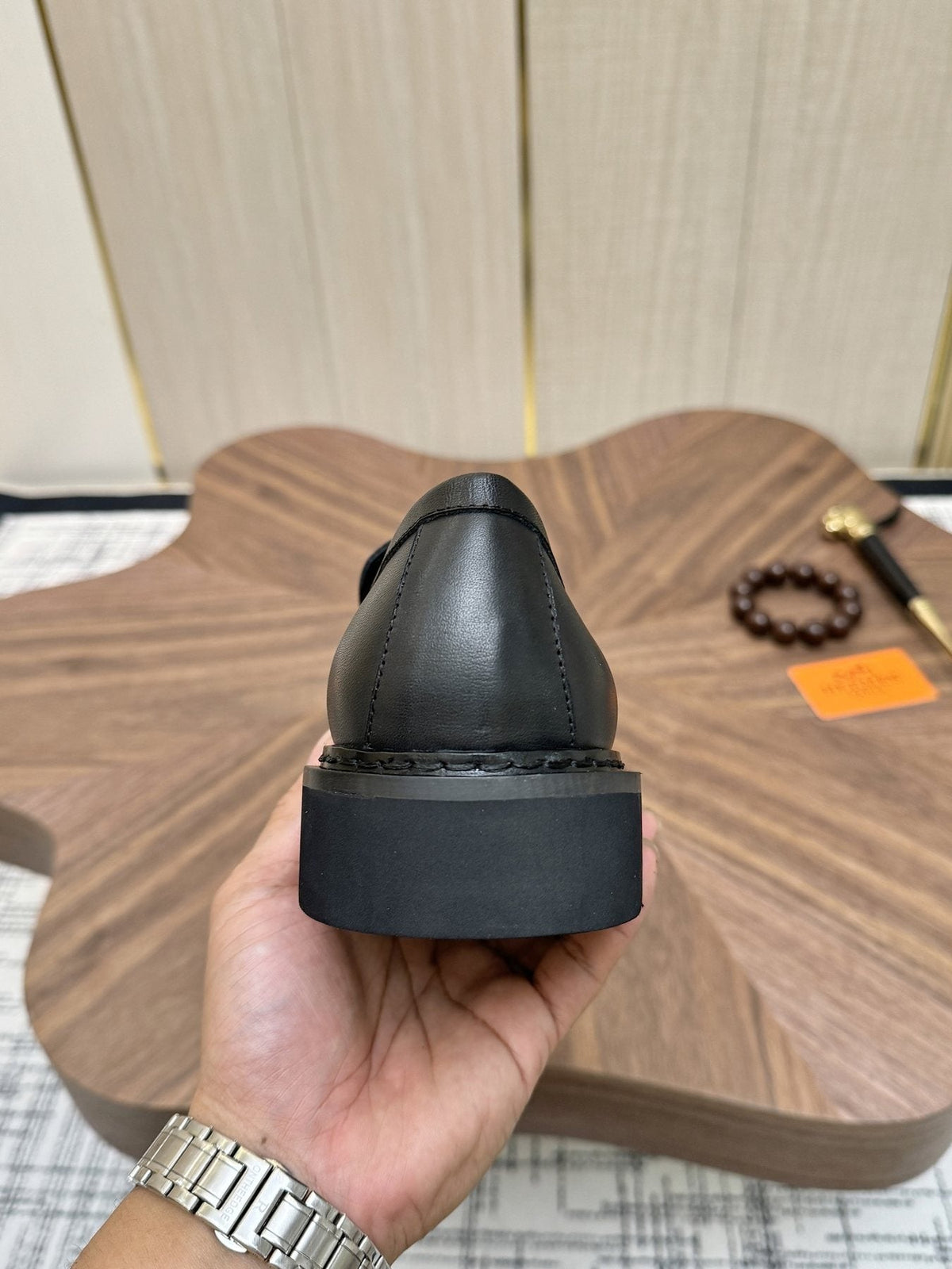 Louis Vuitton Black Textured Loafers — back