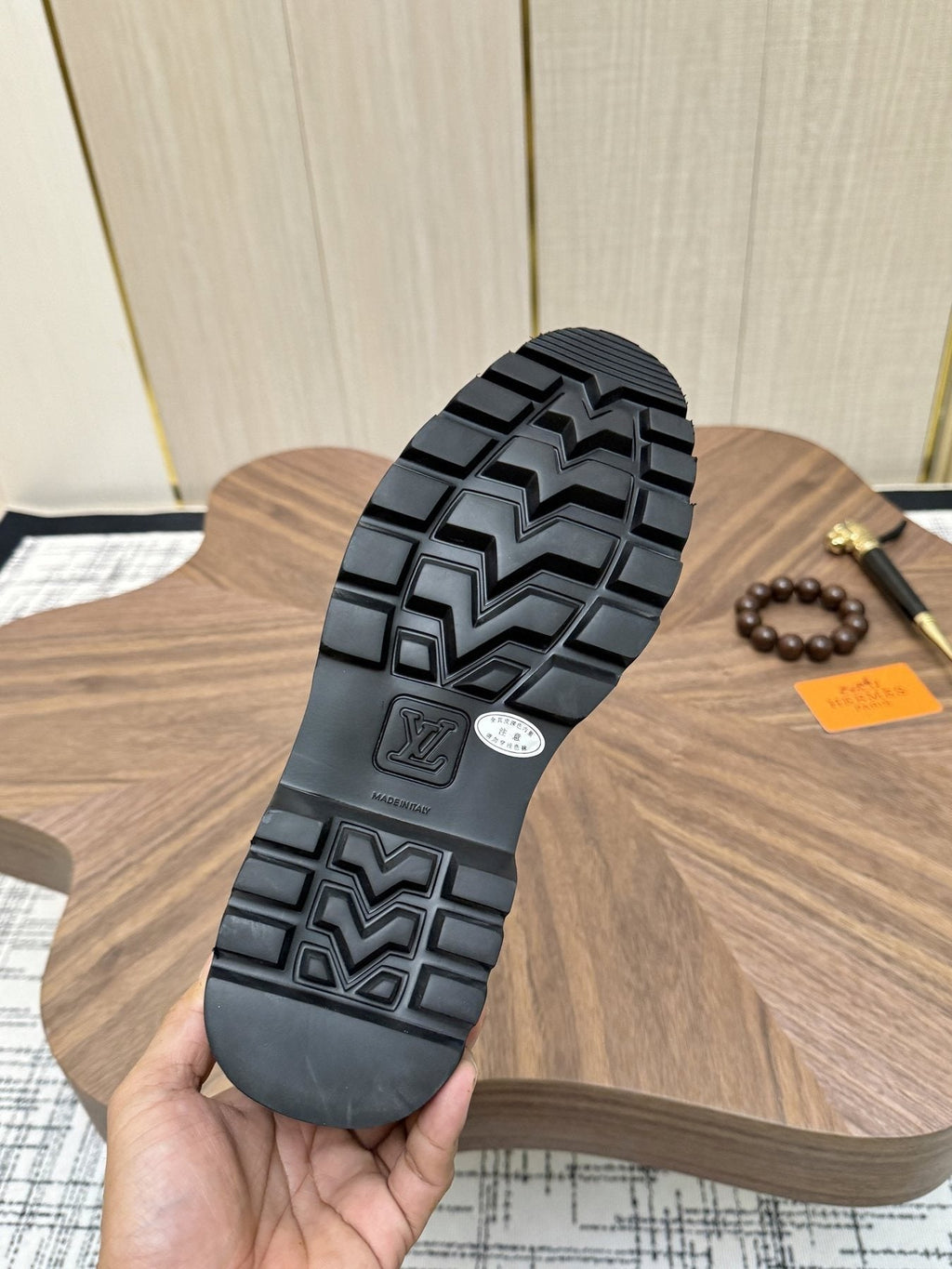 Louis Vuitton Black Textured Loafers — side
