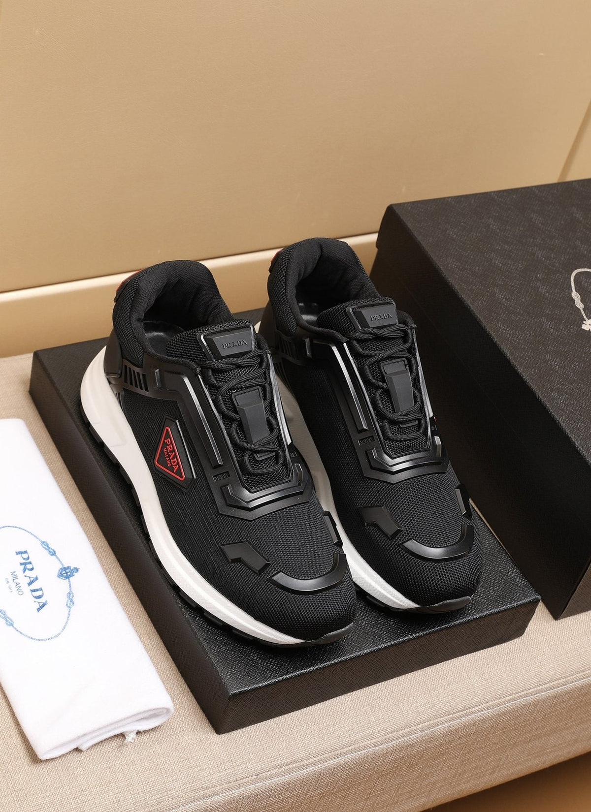 Prada Layered Platform Sneakers — front