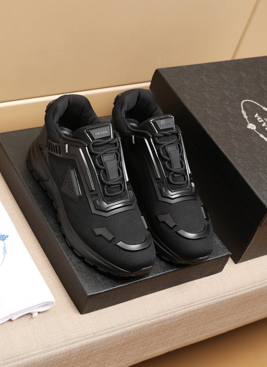 Prada Layered Platform Sneakers — front