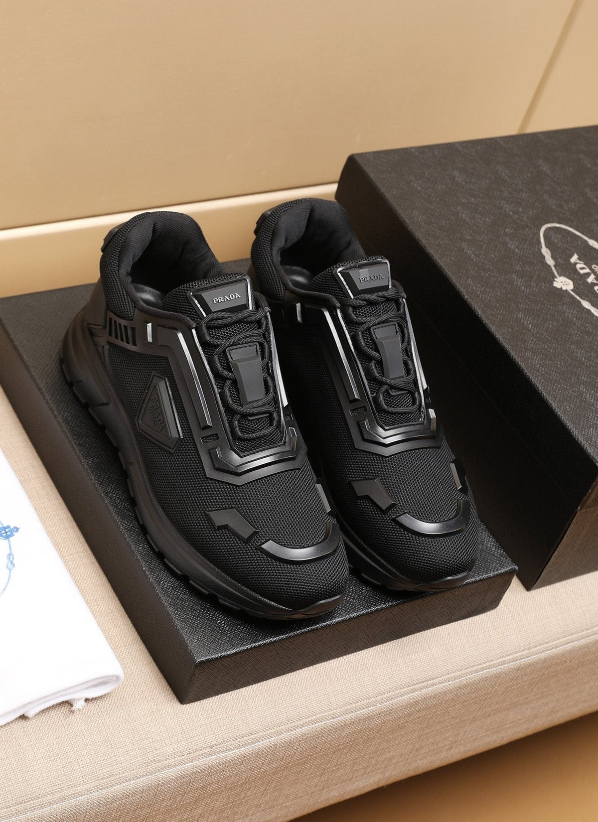 Prada Layered Platform Sneakers — front