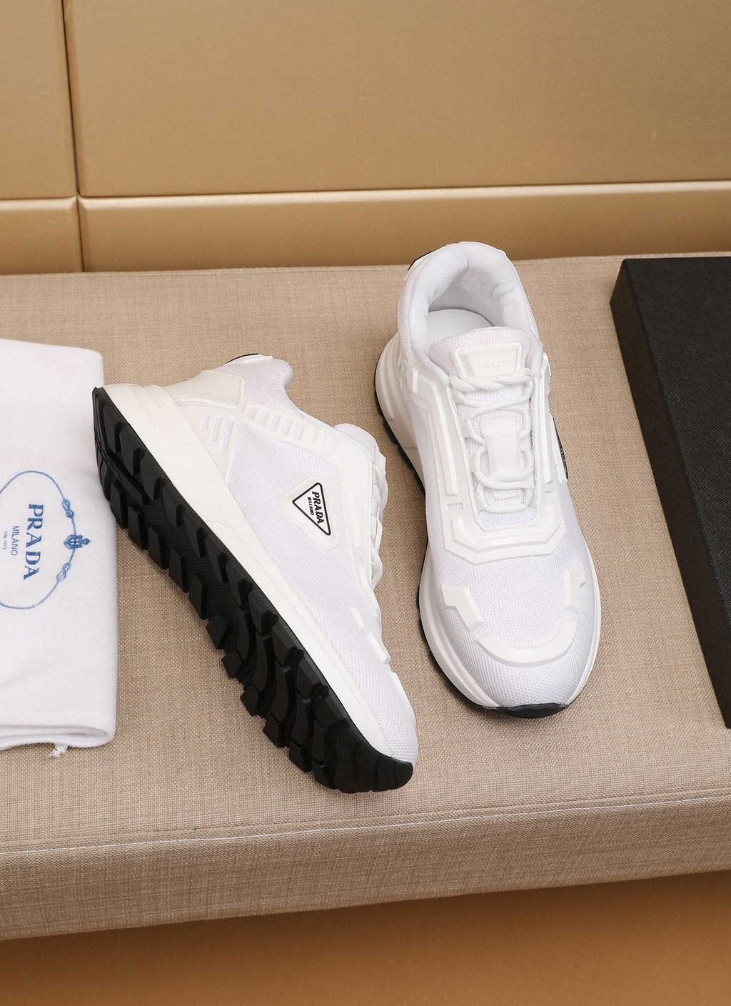 Prada Layered Platform Sneakers — front