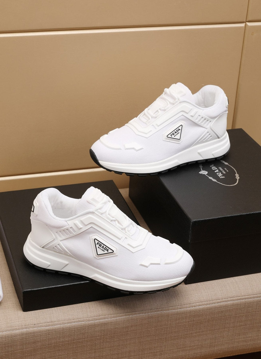 Prada Layered Platform Sneakers — side