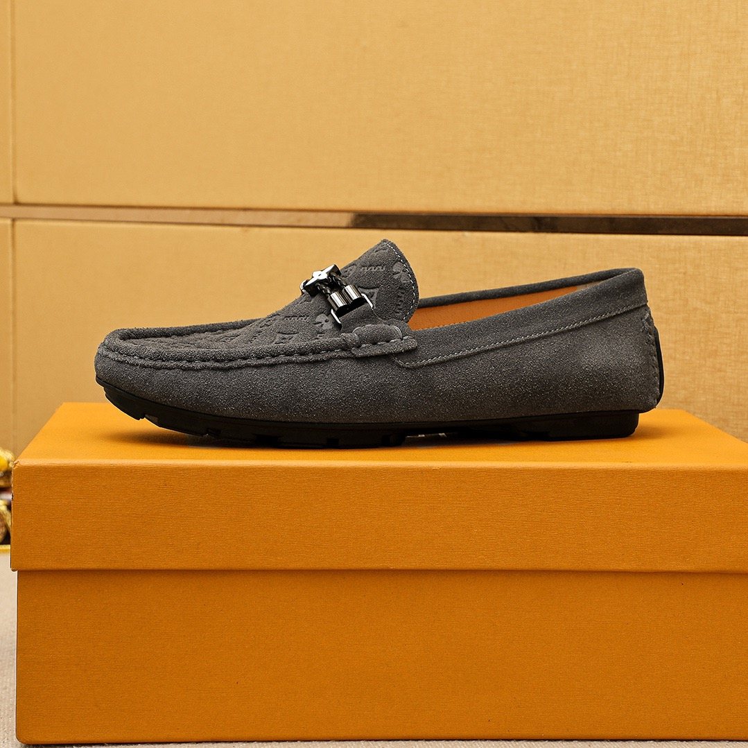 Louis Vuitton Embossed Metal-Detail Loafers — side
