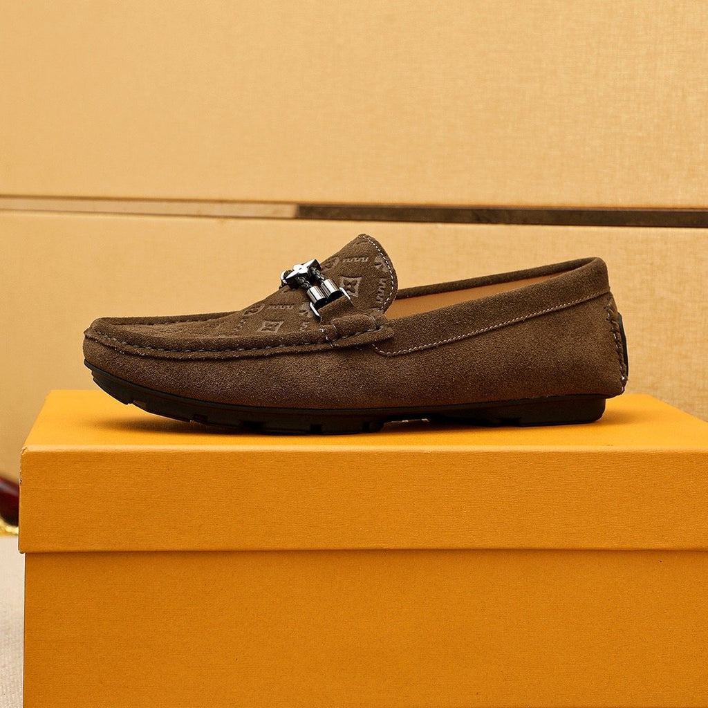 Louis Vuitton Embossed Metal-Detail Loafers — side