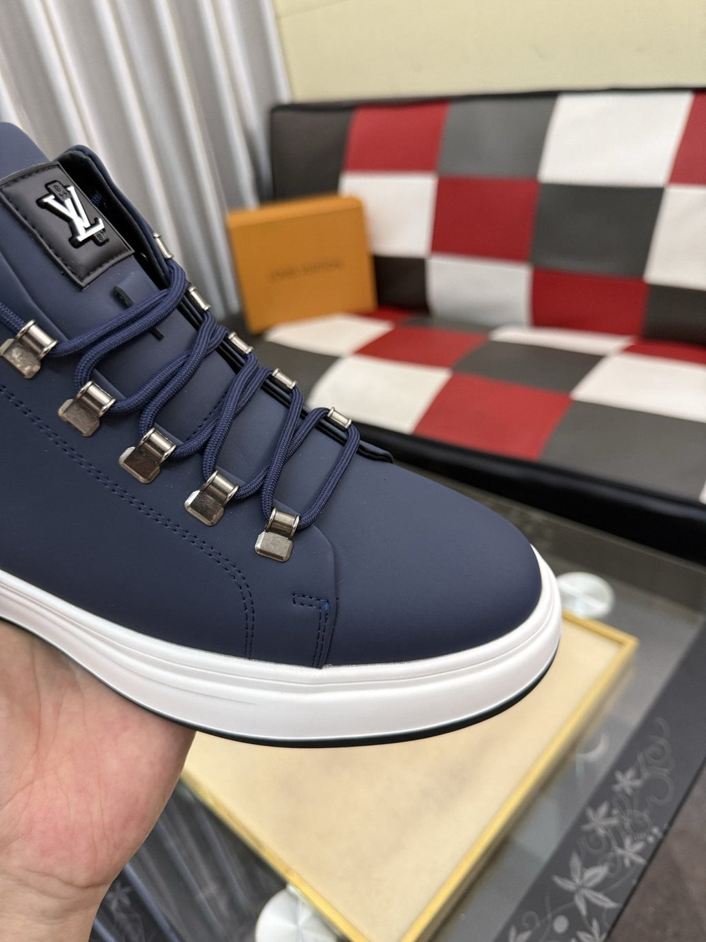 Louis Vuitton Lace-Up High-Top Sneakers — detail