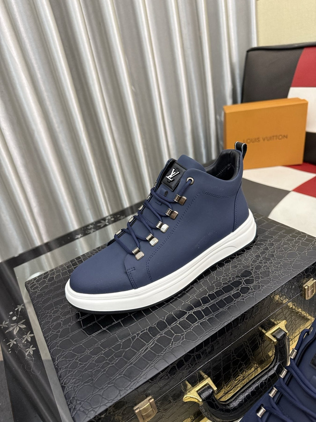 Louis Vuitton Lace-Up High-Top Sneakers — front