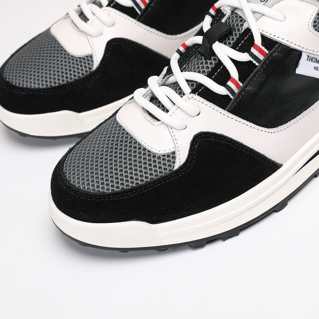 Thom Browne White Navy Panel Low-Top Sneakers — detail