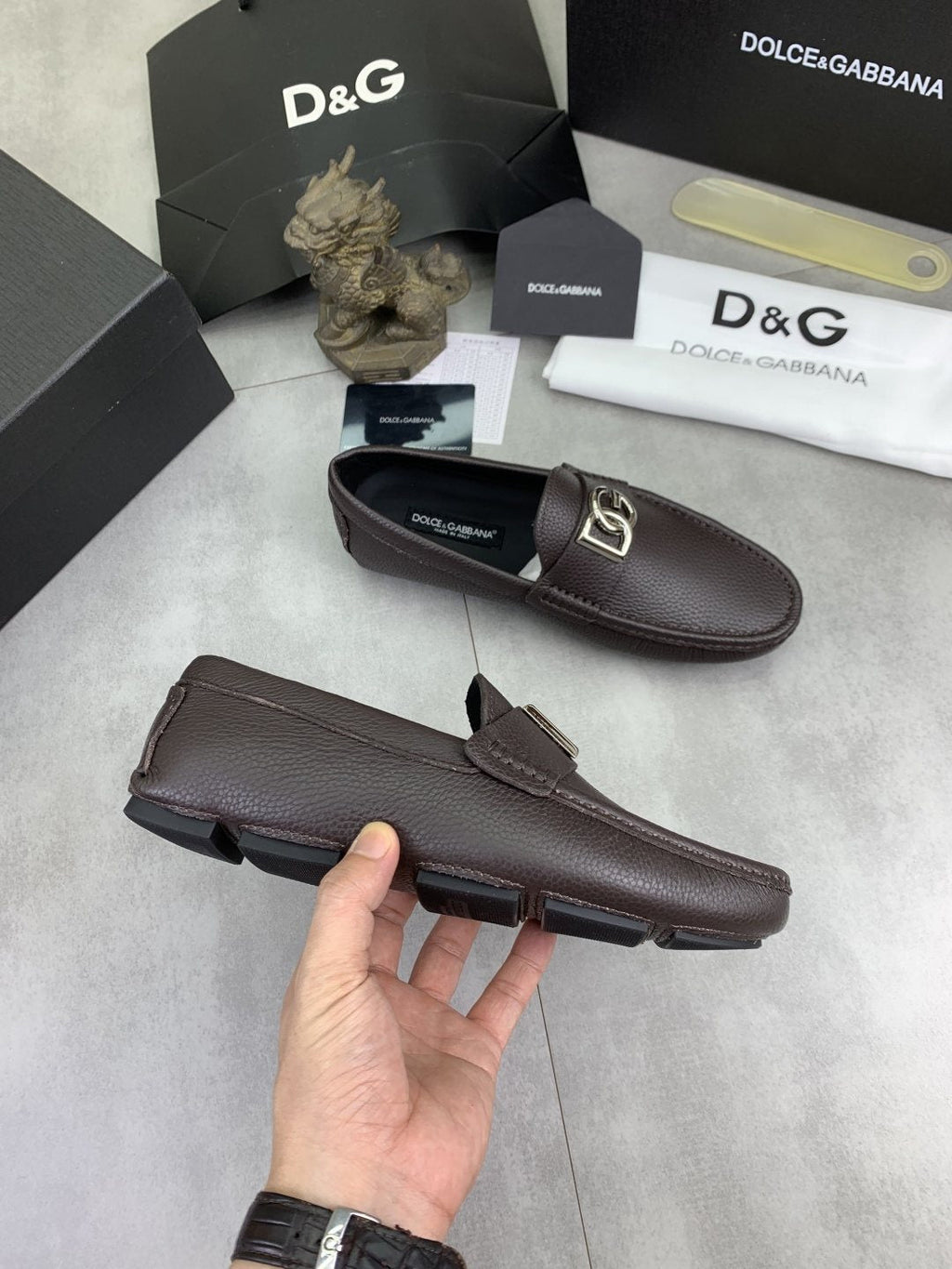 Dolce & Gabbana Apron-Toe Driving Loafers — model