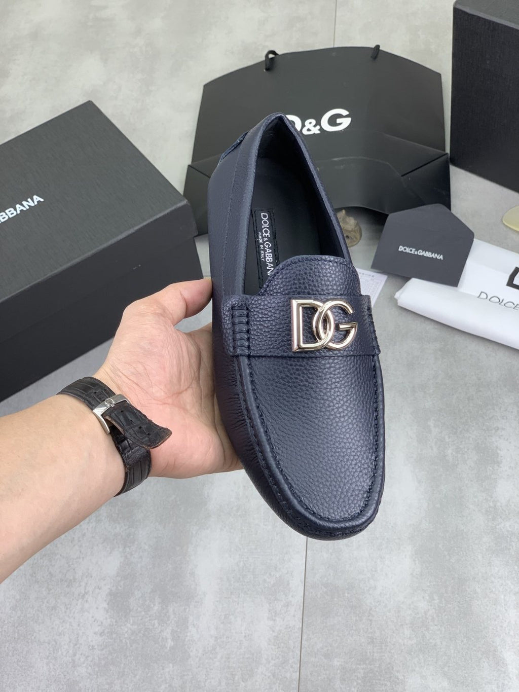 Dolce & Gabbana Apron-Toe Driving Loafers — model