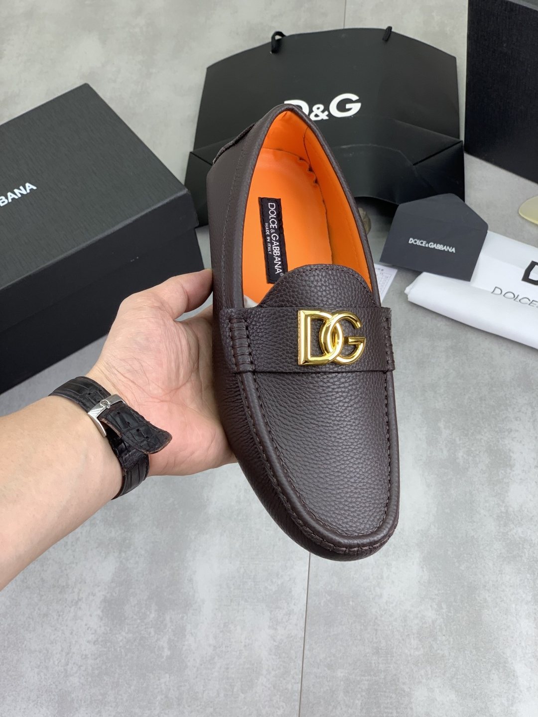 Dolce & Gabbana Apron-Toe Driving Loafers — model