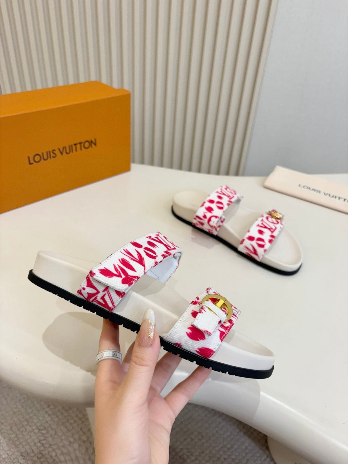 Louis Vuitton Double-Strap Slide Sandals — front