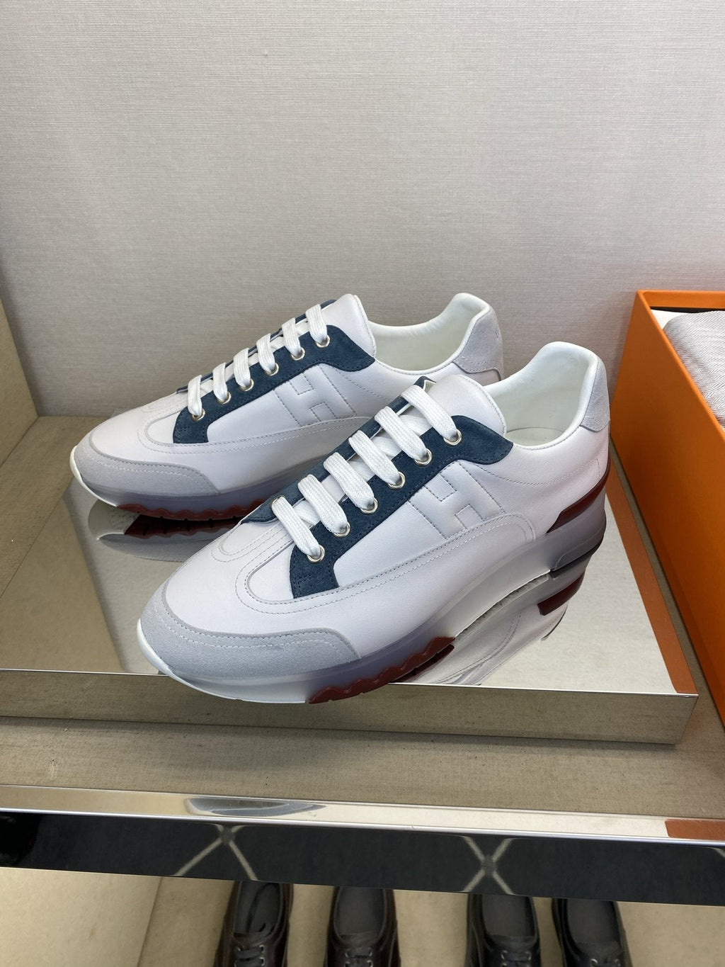 Hermès Men's Low-Top Panel Sneakers — side